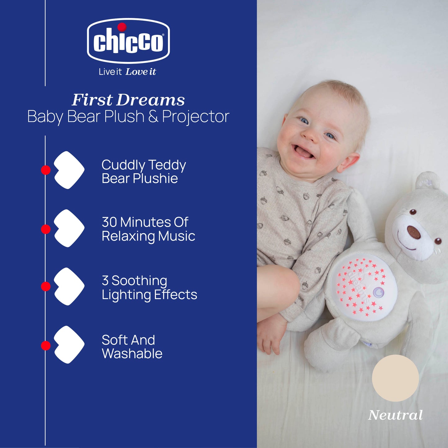 Chicco First Dreams Baby Bear Plush Projector