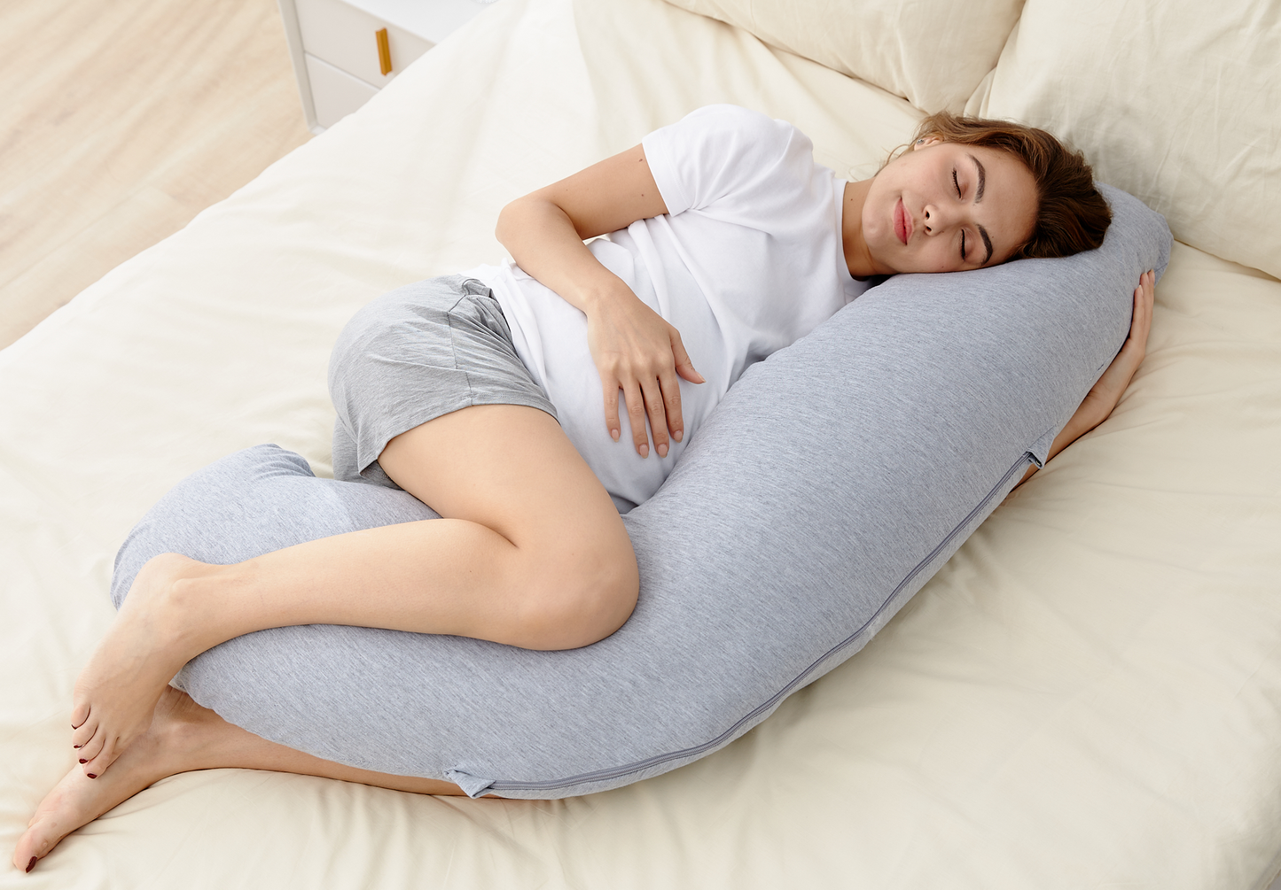 Momcozy J Shaped Maternity Body Pillow
