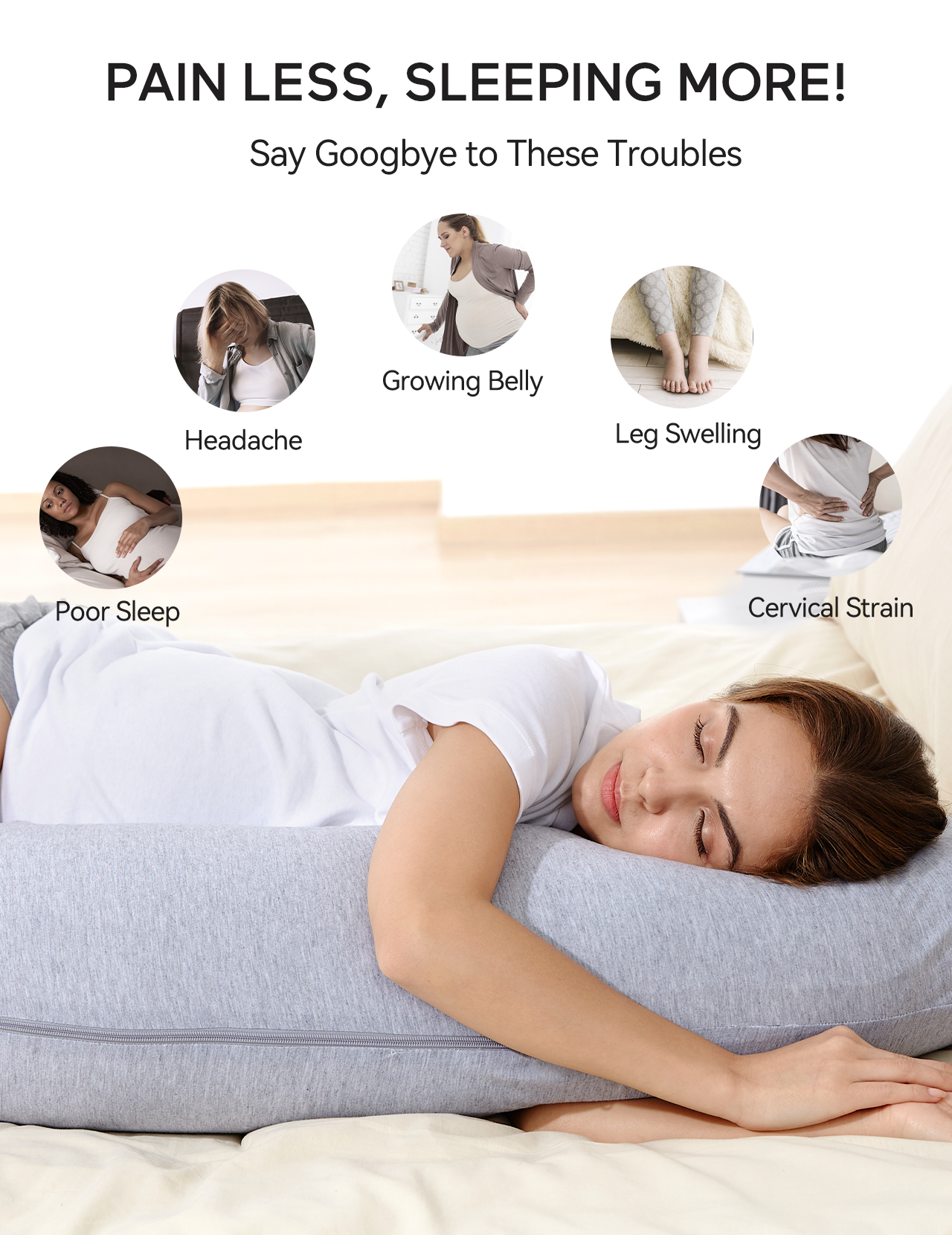 Momcozy J Shaped Maternity Body Pillow