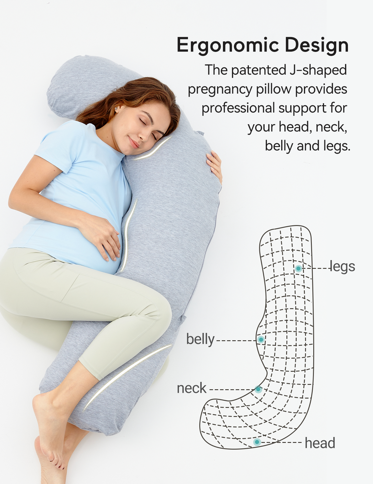 Momcozy J Shaped Maternity Body Pillow