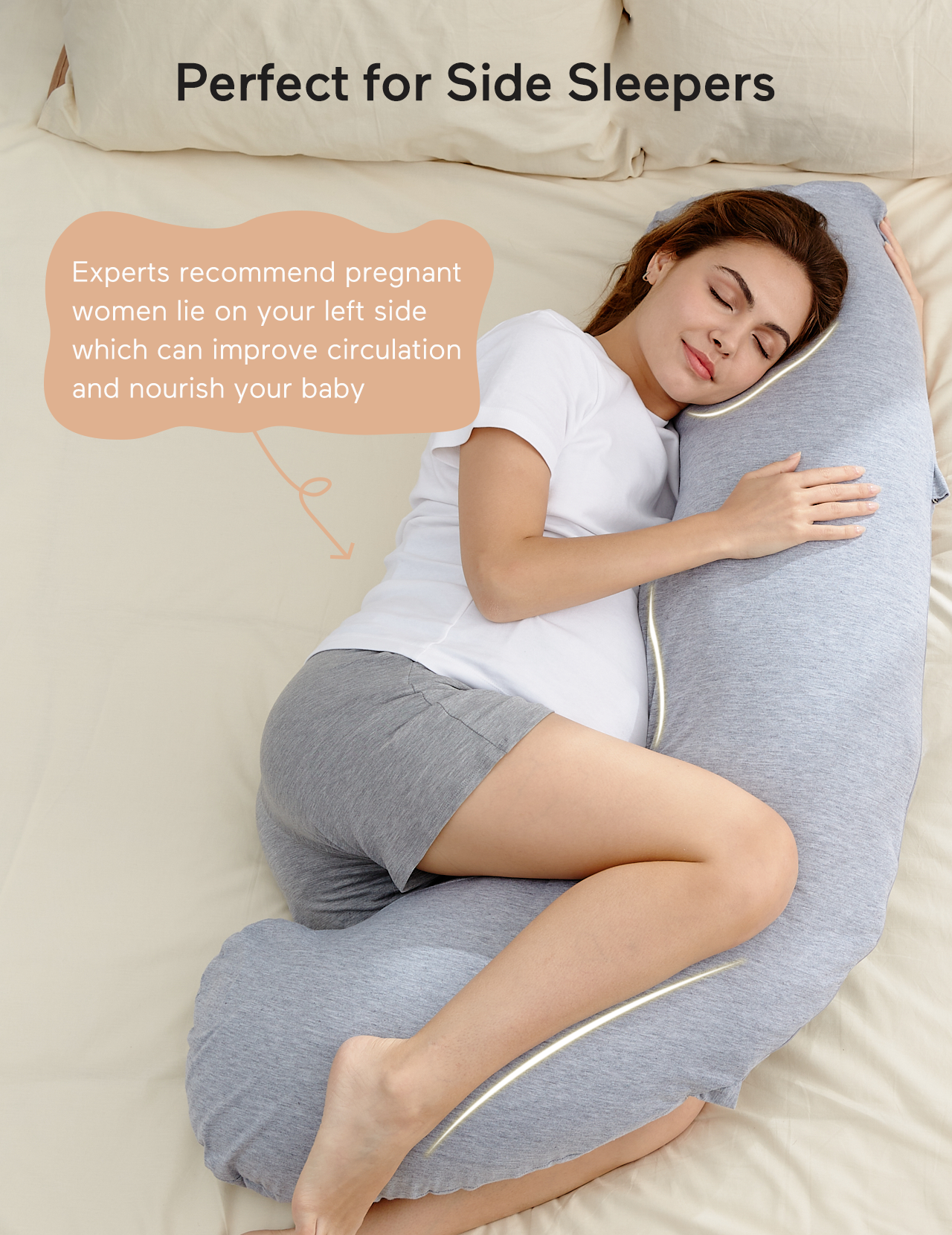 Momcozy J Shaped Maternity Body Pillow