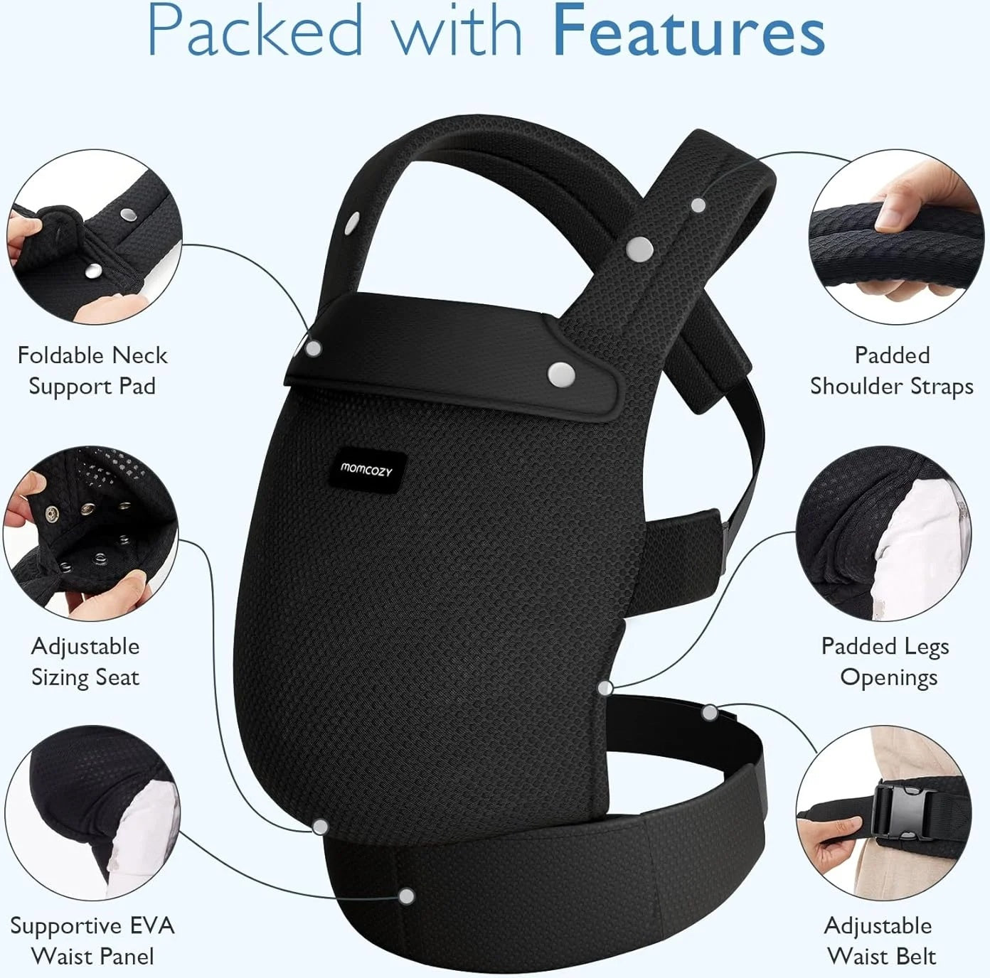 Momcozy Baby Carrier (3M+ Air Mesh - Black)
