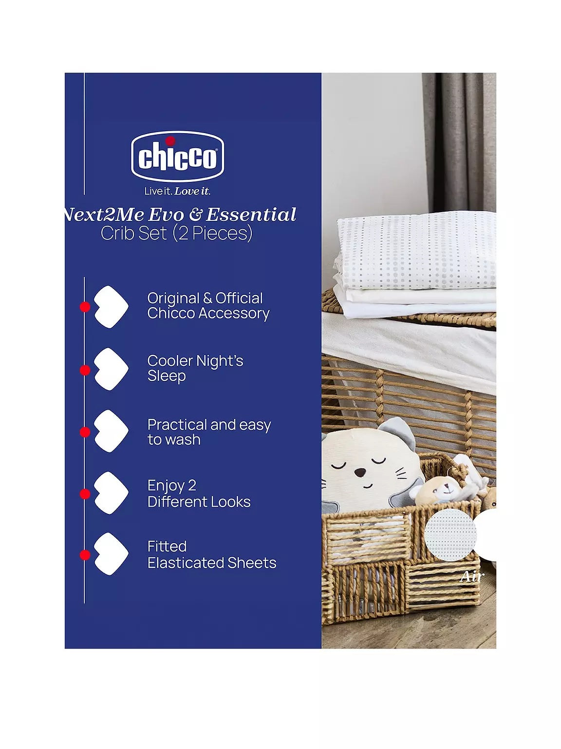 Chicco Next2Me Crib Set 2 Pieces (Air)