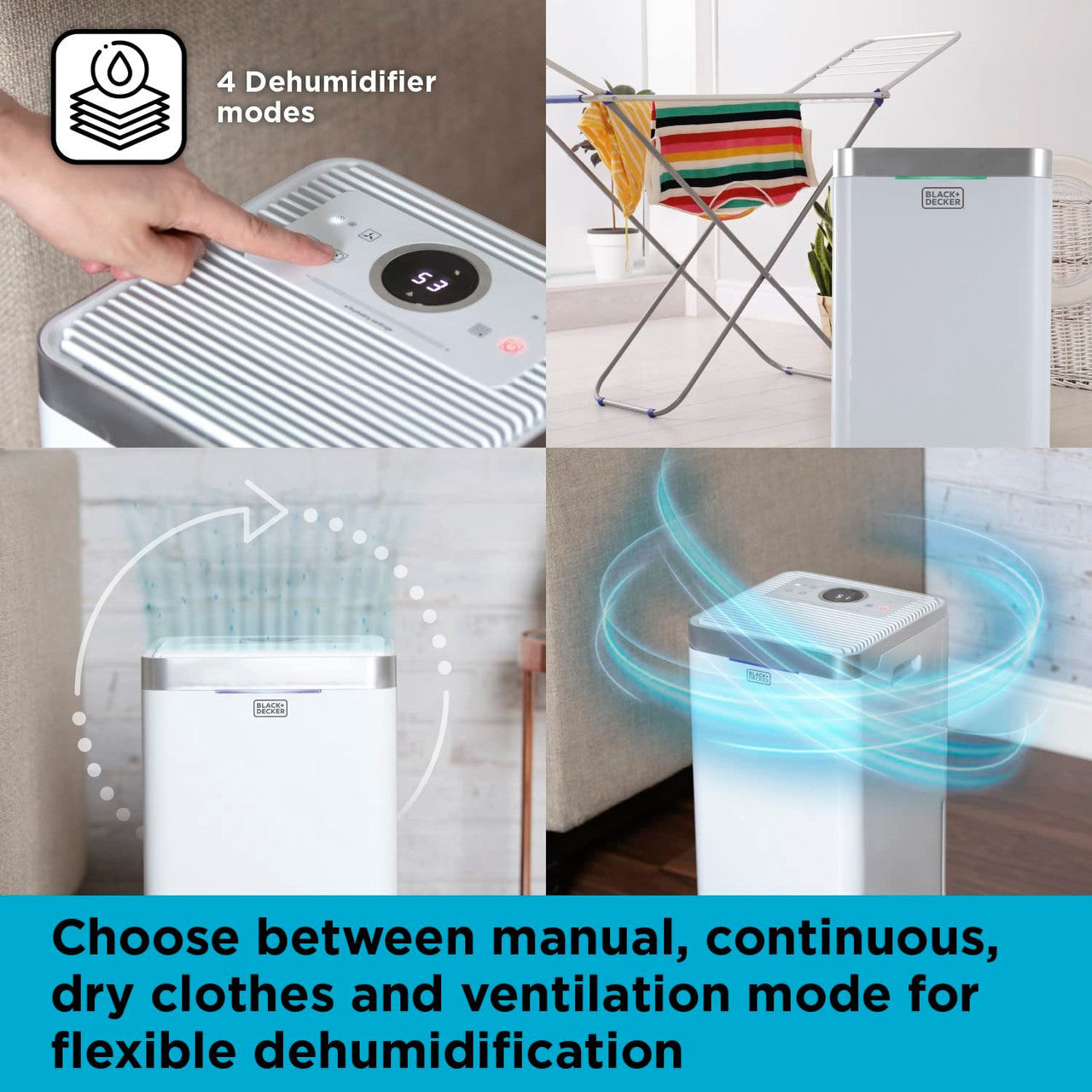 Black & Decker 12L 4 in 1 Dehumidifier (White)