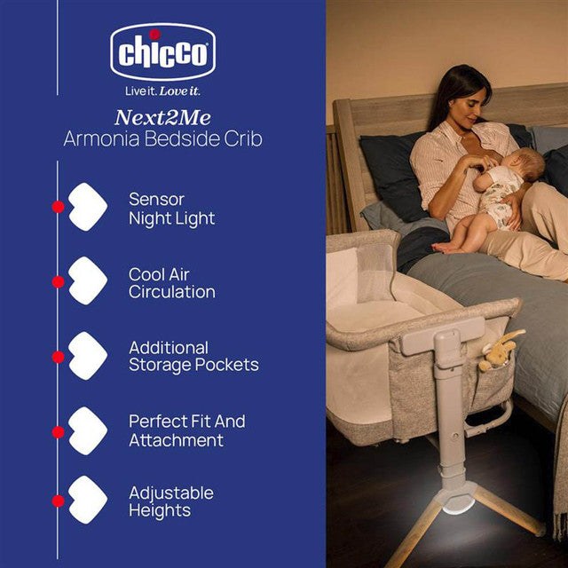 Chicco Next 2 Me Armonia Bedside Crib - Scandinavian