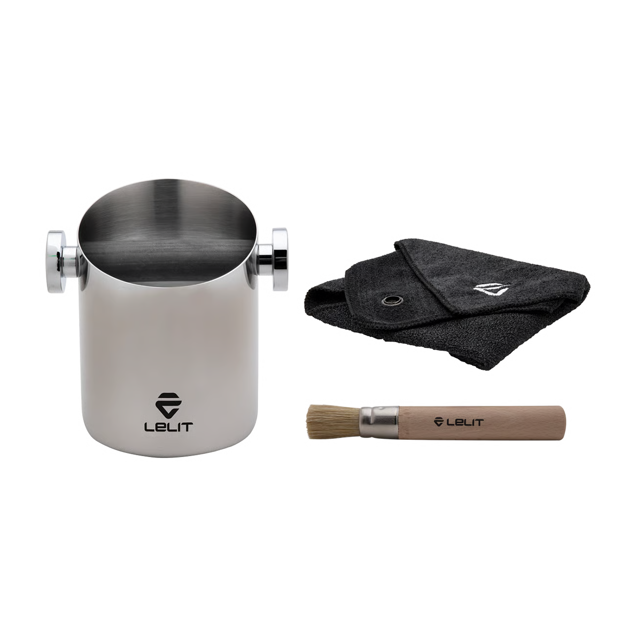 Lelit Cylindrical Knock Box with Cloth & Brush