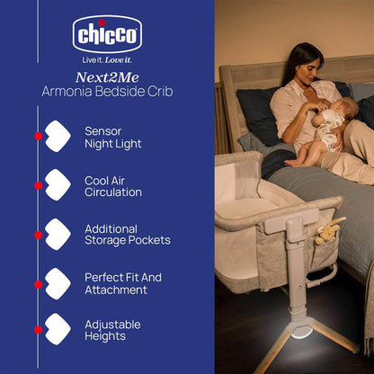 Chicco Next 2 Me Armonia Bedside Crib - Scandinavian