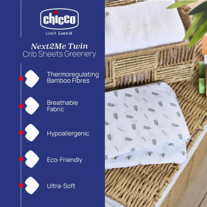 Chicco Next2Me Bamboo Twins Set 2 Pieces - Greenery