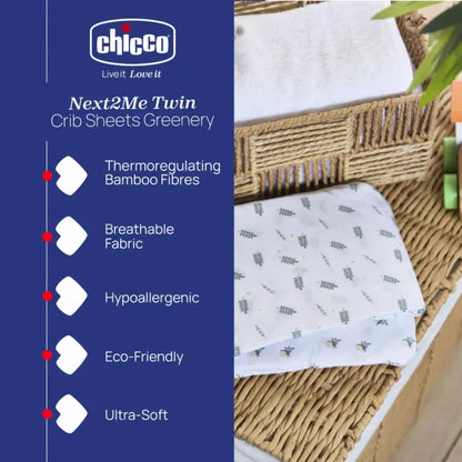 Chicco Next2Me Bamboo Twins Set 2 Pieces - Greenery