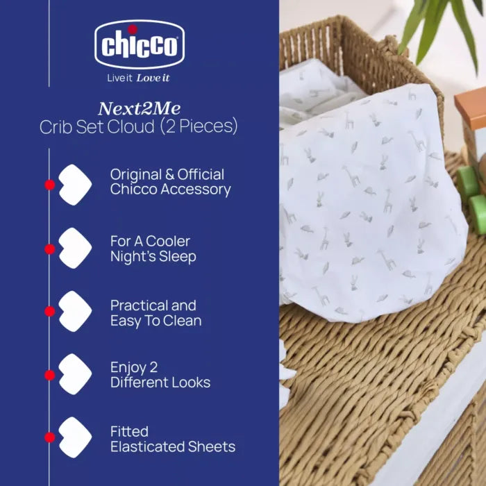 Chicco Next2Me Cotton Crib Set 2 Pieces - Cloud
